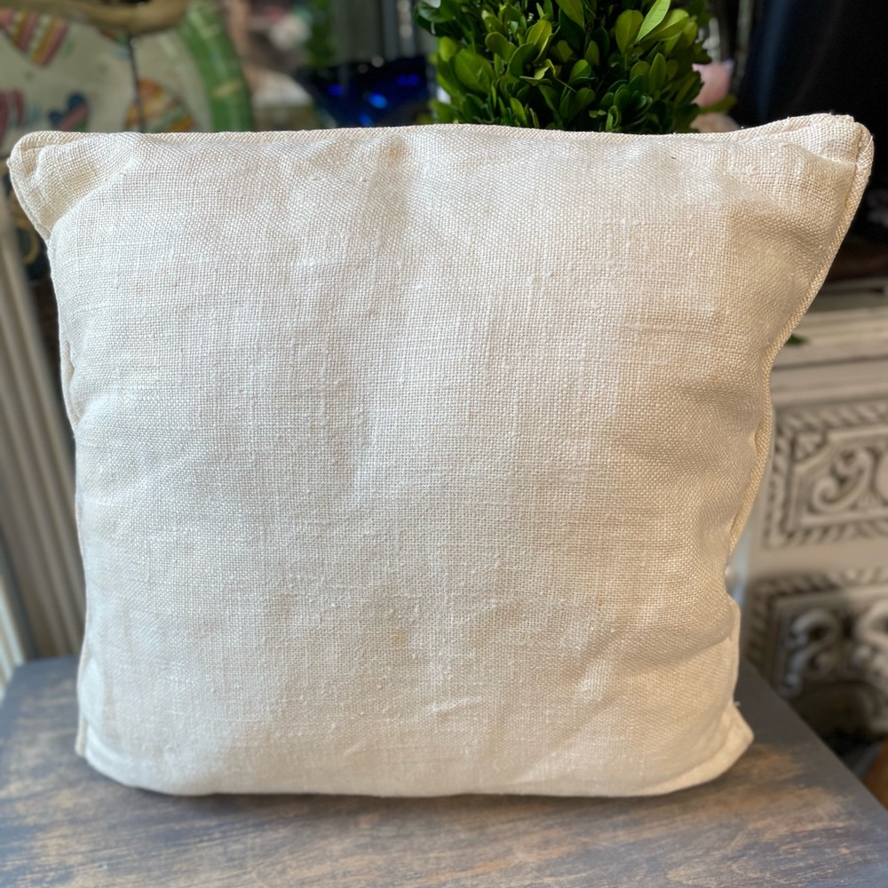 Vintage kitty cat white & grey embroidery crewel fabric pillow Buscilla - Picture 2 of 6